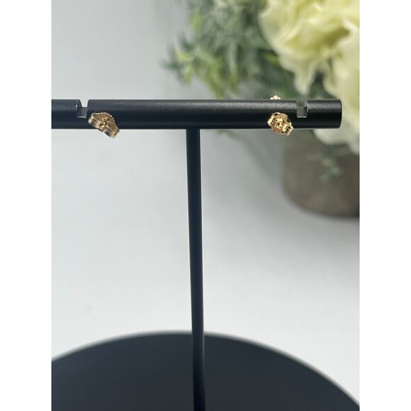 Yellow Gold 14K light Citrine Quartz 3mm Buttercup Flower Stud Earrings - Picture 3 of 12